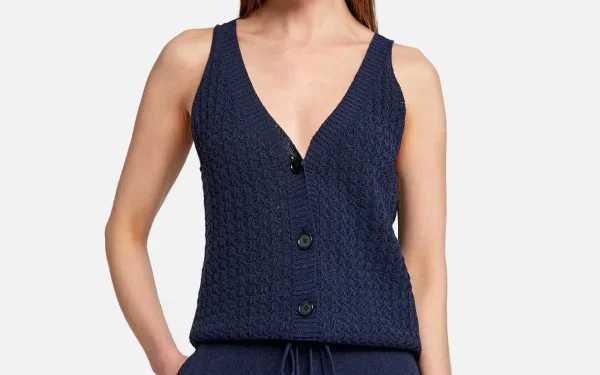 Braid Detailed Sleeveless Flow Top